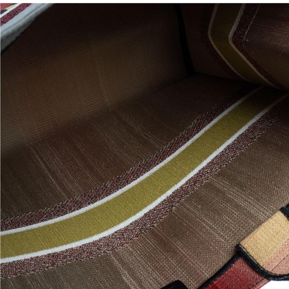 Dior Multicolor Dioraura Canvas Book Tote Rainbow Stripe - Picture 9 of 11